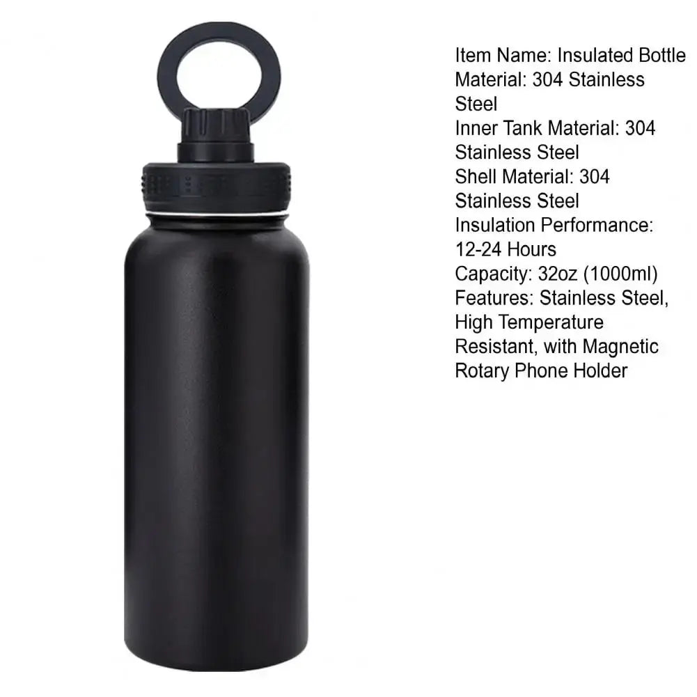 1000ml Isolierte Wasserflasche mit magnetischer drehbarer Telefonhalterung